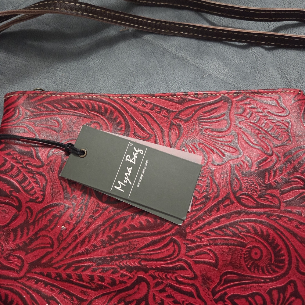 Red Embossed Leather Men's Bag